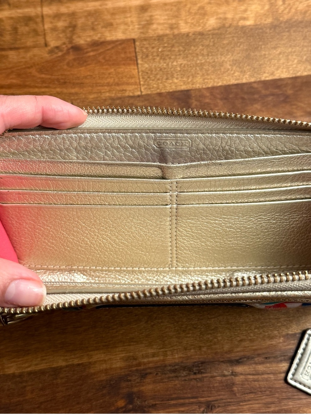 Coach Poppy Multicolor Long Wallet Wristlet with Gold Trim - Picture 10 of 12